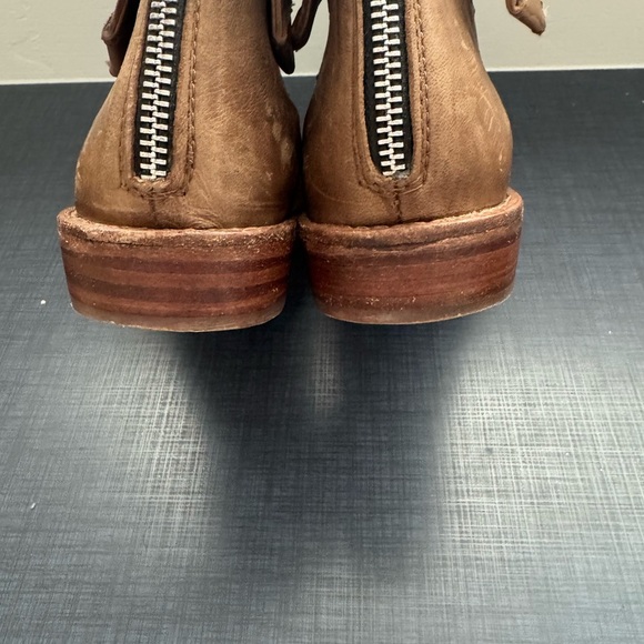 Free People Alamosa Brown Leather Ankle Zipper Fold Down Booties Size 37 6.5 - Picture 4 of 8